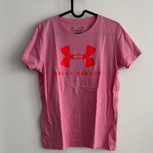 Under Armour Pink Tee with Orange Emblem